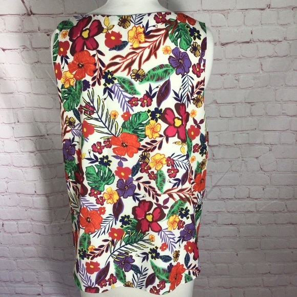 Tabitha Webb Sleeveless V-Neck Colorful Floral Fully Lined Top - Size Medium - Picture 4 of 7